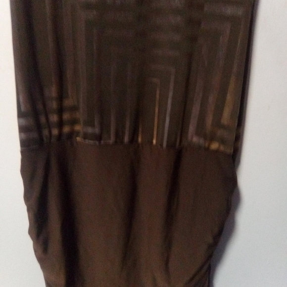 INTERI brand cold shoulder rouched  brown print dress - Picture 5 of 8